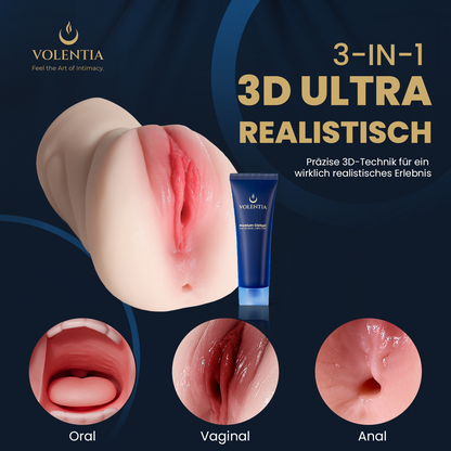 3-in-1 Realistische Taschenmuschi für Männer [Neues Modell] - Pink - VOLENTIA