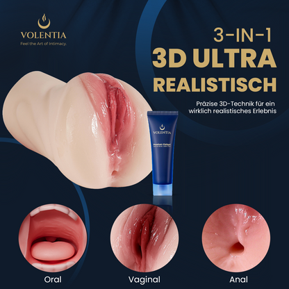 3-in-1 Realistische Taschenmuschi für Männer [Neues Modell] - Weiß - VOLENTIA