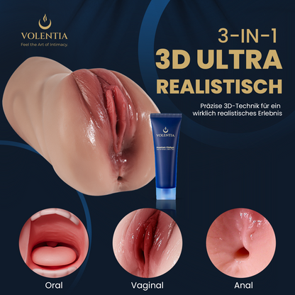 3-in-1 Realistische Taschenmuschi für Männer [Neues Modell] - Braun - VOLENTIA