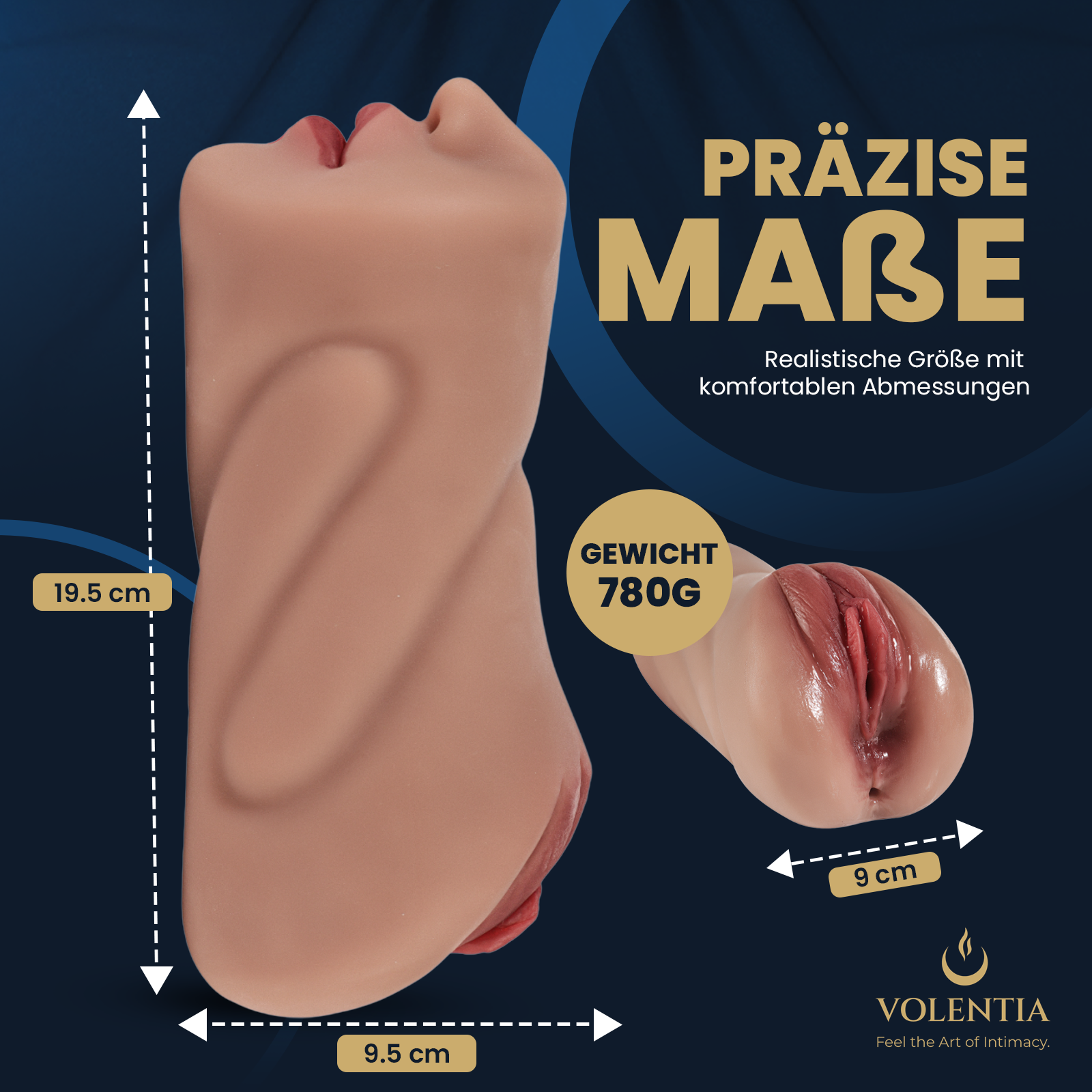 3-in-1 Realistische Taschenmuschi für Männer [Neues Modell] - Braun - VOLENTIA