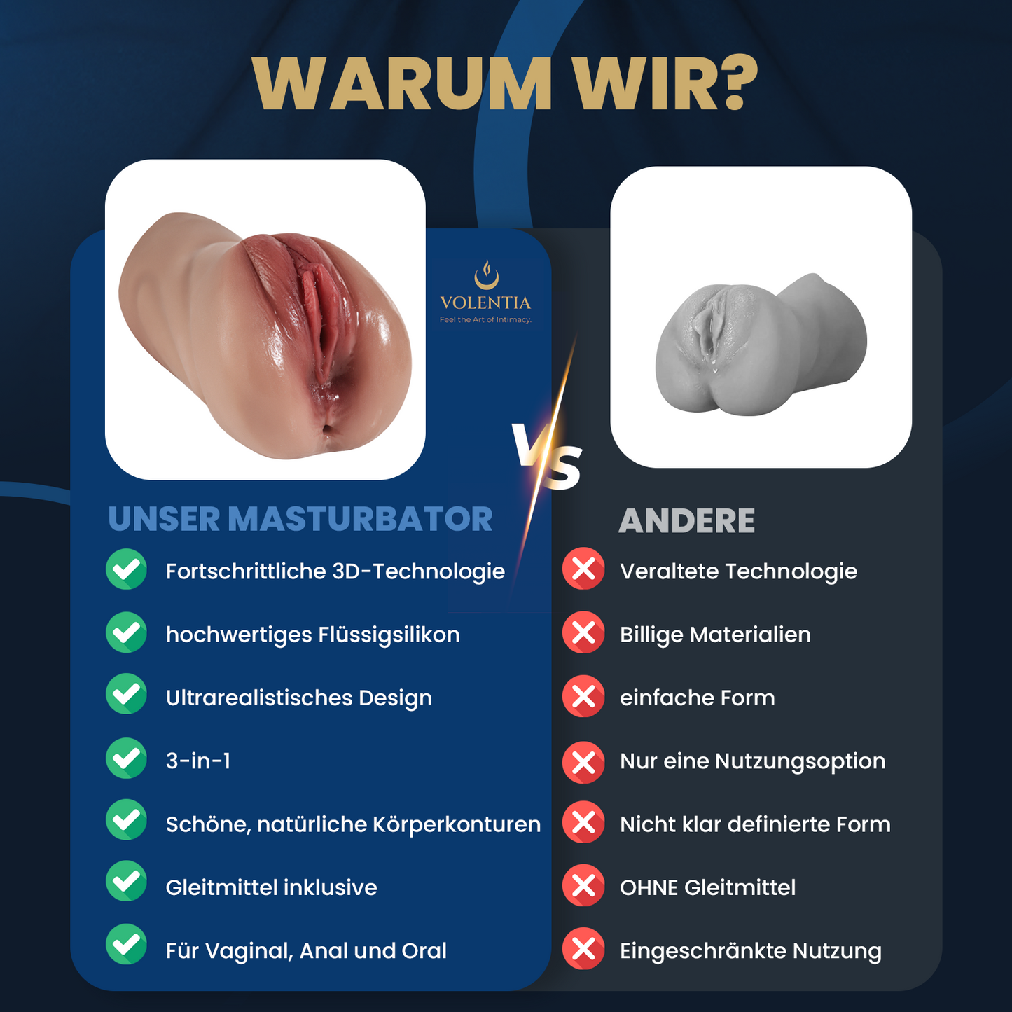 3-in-1 Realistische Taschenmuschi für Männer [Neues Modell] - Braun - VOLENTIA