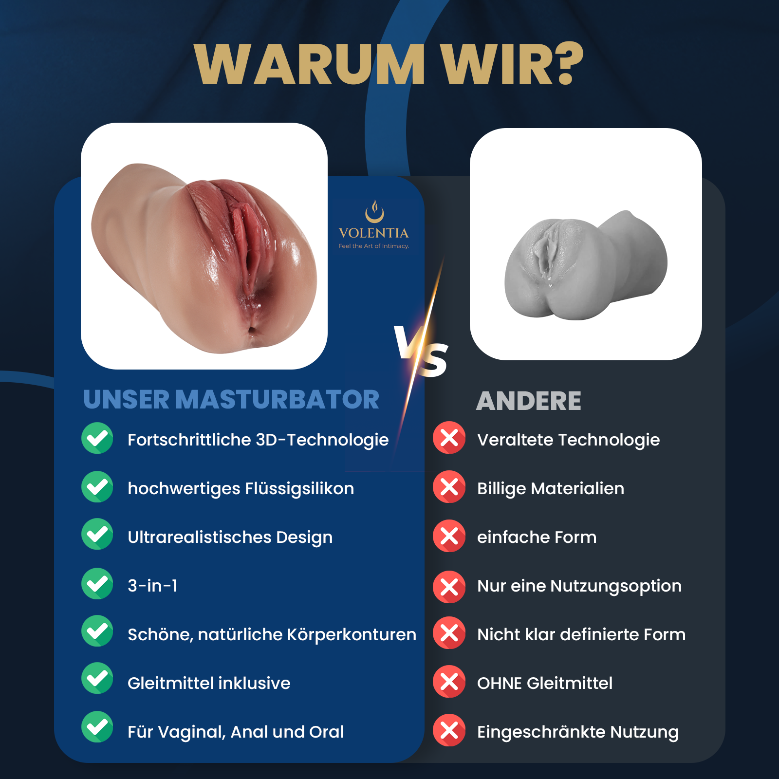 3-in-1 Realistische Taschenmuschi für Männer [Neues Modell] - Braun - VOLENTIA