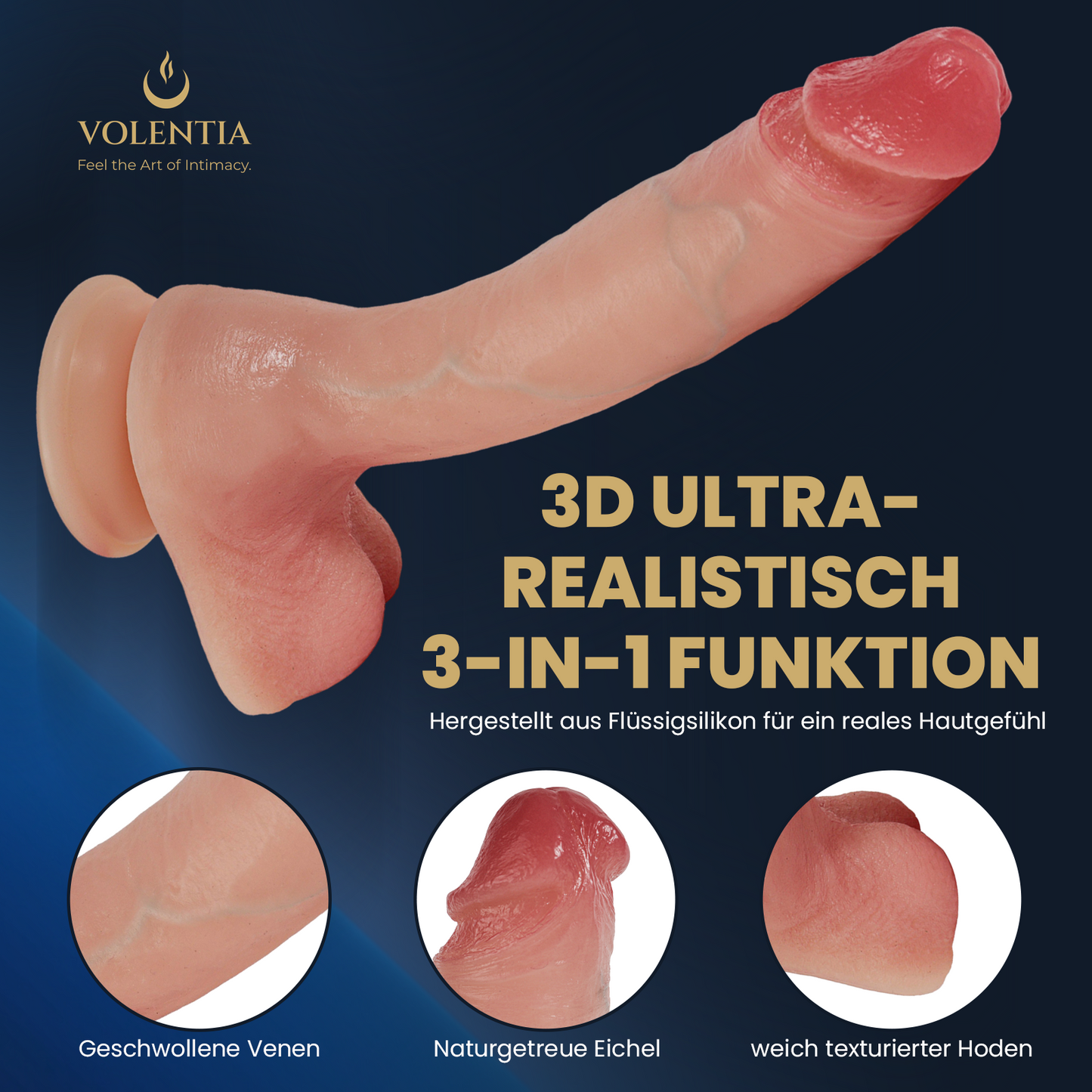 Stoßdildo mit Vibration 27 cm [Neues Modell] - Hautfarben