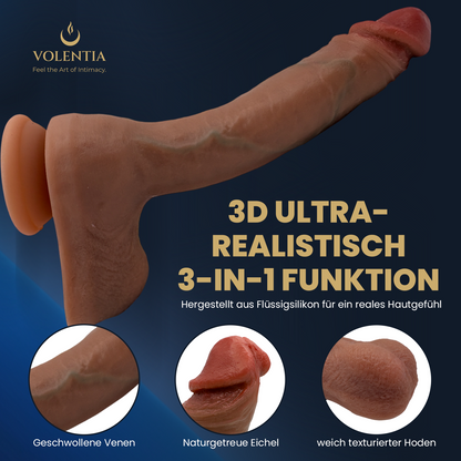 Stoßdildo mit Vibration 27 cm [Neues Modell] - Braun - VOLENTIA