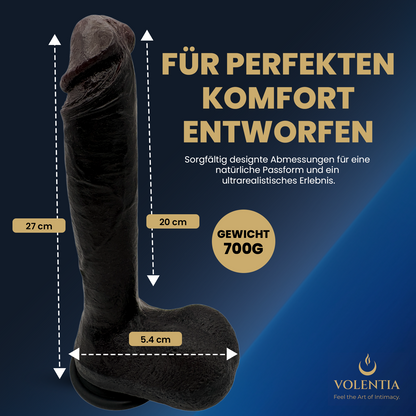 Stoßdildo mit Vibration 27 cm [Neues Modell] - Schwarz - VOLENTIA