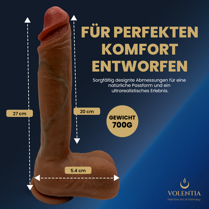 Stoßdildo mit Vibration 27 cm [Neues Modell] - Braun - VOLENTIA