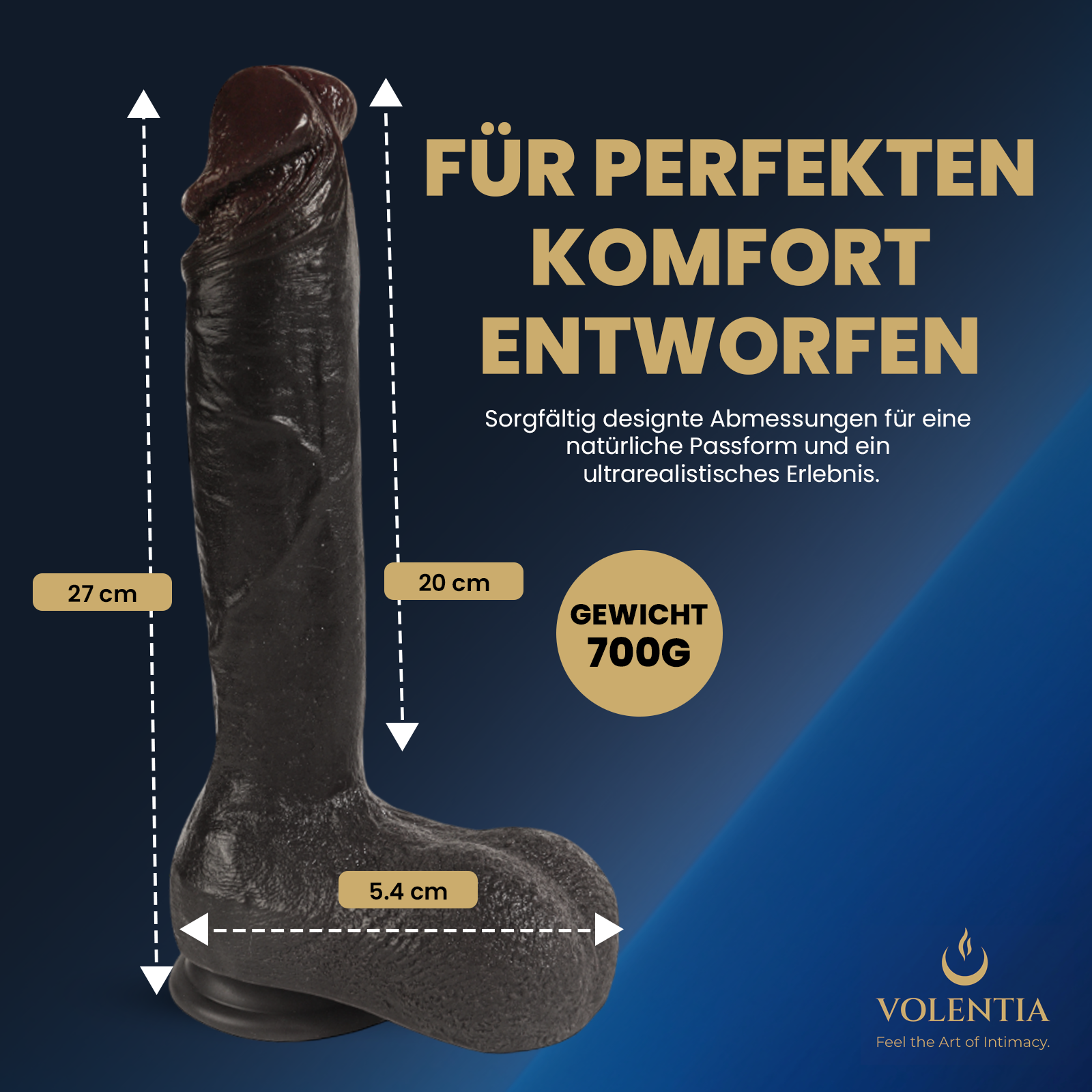 Stoßdildo mit Vibration 27 cm [Neues Modell] - Dunkelbraun - VOLENTIA