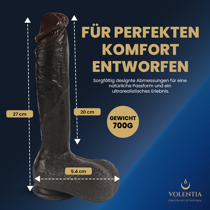 Stoßdildo mit Vibration 27 cm [Neues Modell] - Dunkelbraun - VOLENTIA