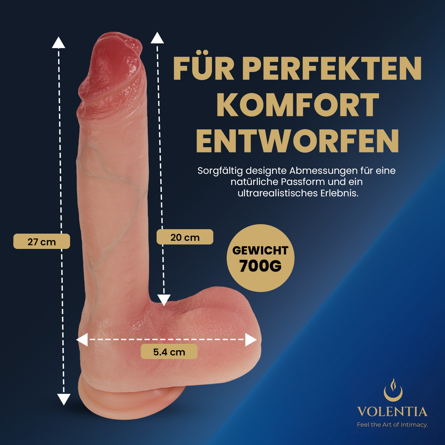 Stoßdildo mit Vibration 27 cm [Neues Modell] - Hautfarben - VOLENTIA