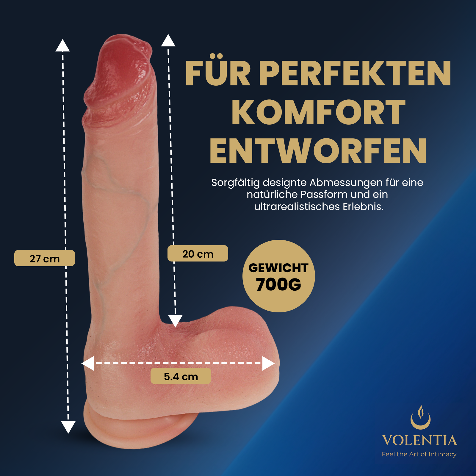 Stoßdildo mit Vibration 27 cm [Neues Modell] - Hautfarben - VOLENTIA