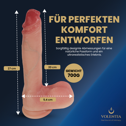 Stoßdildo mit Vibration 27 cm [Neues Modell] - Hautfarben - VOLENTIA