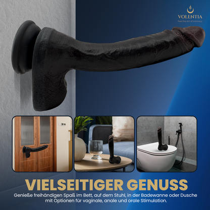 Stoßdildo mit Vibration 27 cm [Neues Modell] - Schwarz - VOLENTIA