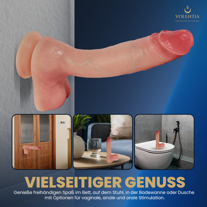 Stoßdildo mit Vibration 27 cm [Neues Modell] - Hautfarben - VOLENTIA