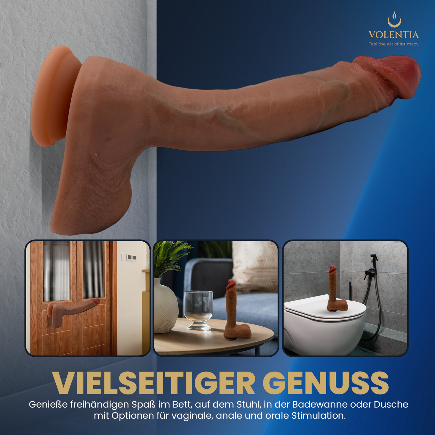 Stoßdildo mit Vibration 27 cm [Neues Modell] - Braun - VOLENTIA