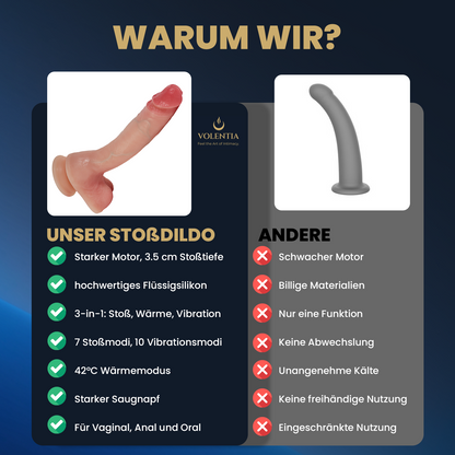 Stoßdildo mit Vibration 27 cm [Neues Modell] - Hautfarben - VOLENTIA