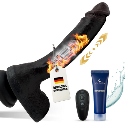 Stoßdildo mit Vibration 27 cm [Neues Modell] - Schwarz - VOLENTIA