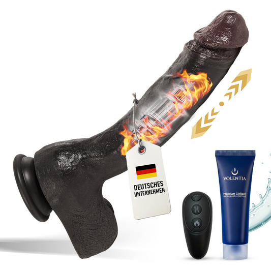 Stoßdildo mit Vibration 27 cm [Neues Modell] - Dunkelbraun - VOLENTIA